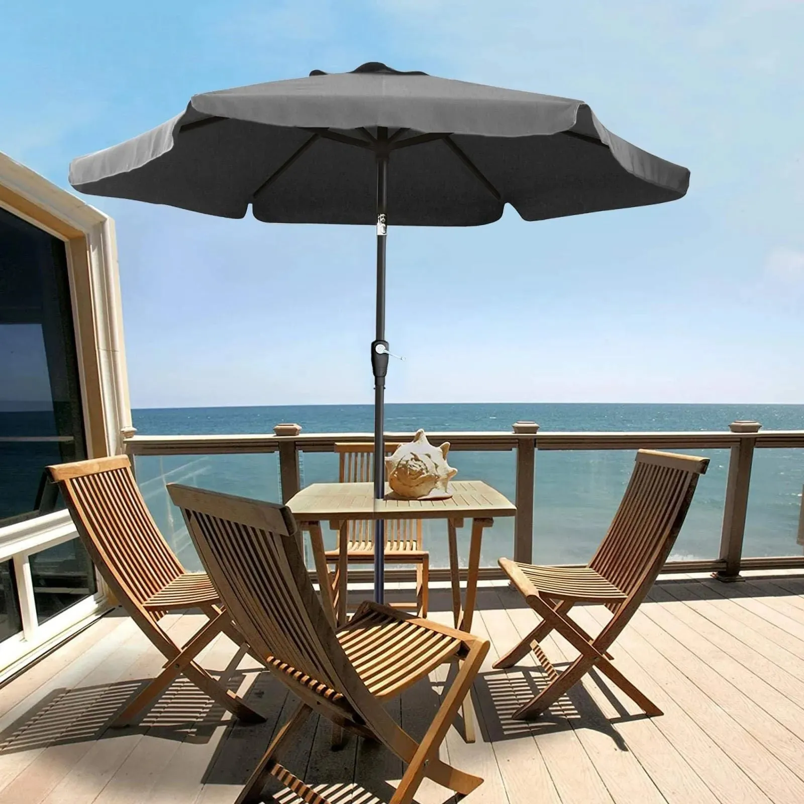 2.4m Garden Parasol Sun Shade with Crank LIft and Tilt Function