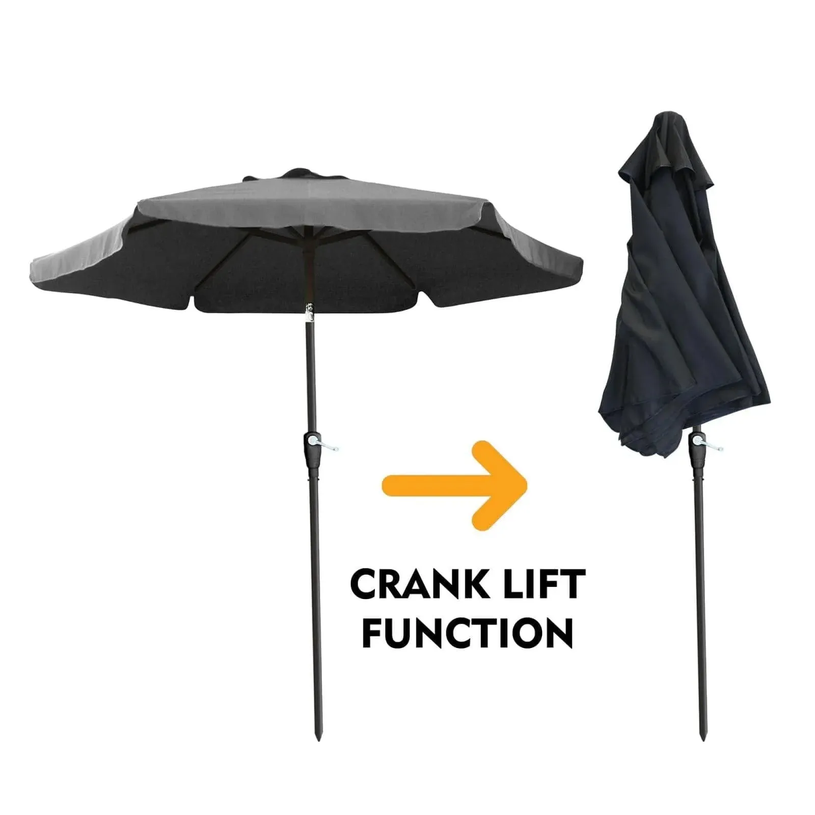 2.4m Garden Parasol Sun Shade with Crank LIft and Tilt Function