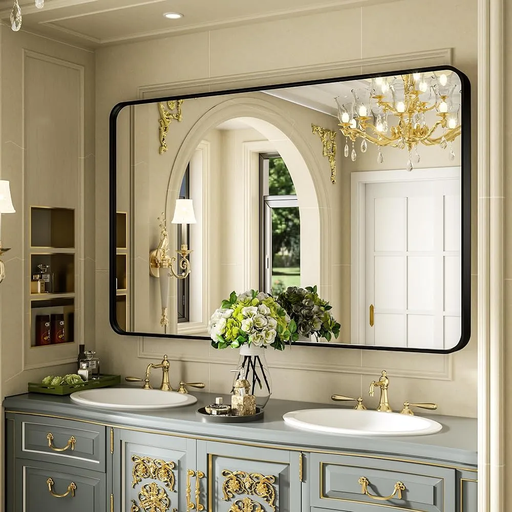 55" x 36" PILOCOS Large Luxurious Wall Mounted Bathroom Vanity Mirrors