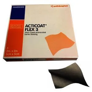 ACTICOAT Flex 3 Antimicrobial Barrier Dressing with Silcryst Nanocrystals, 2" x 2"