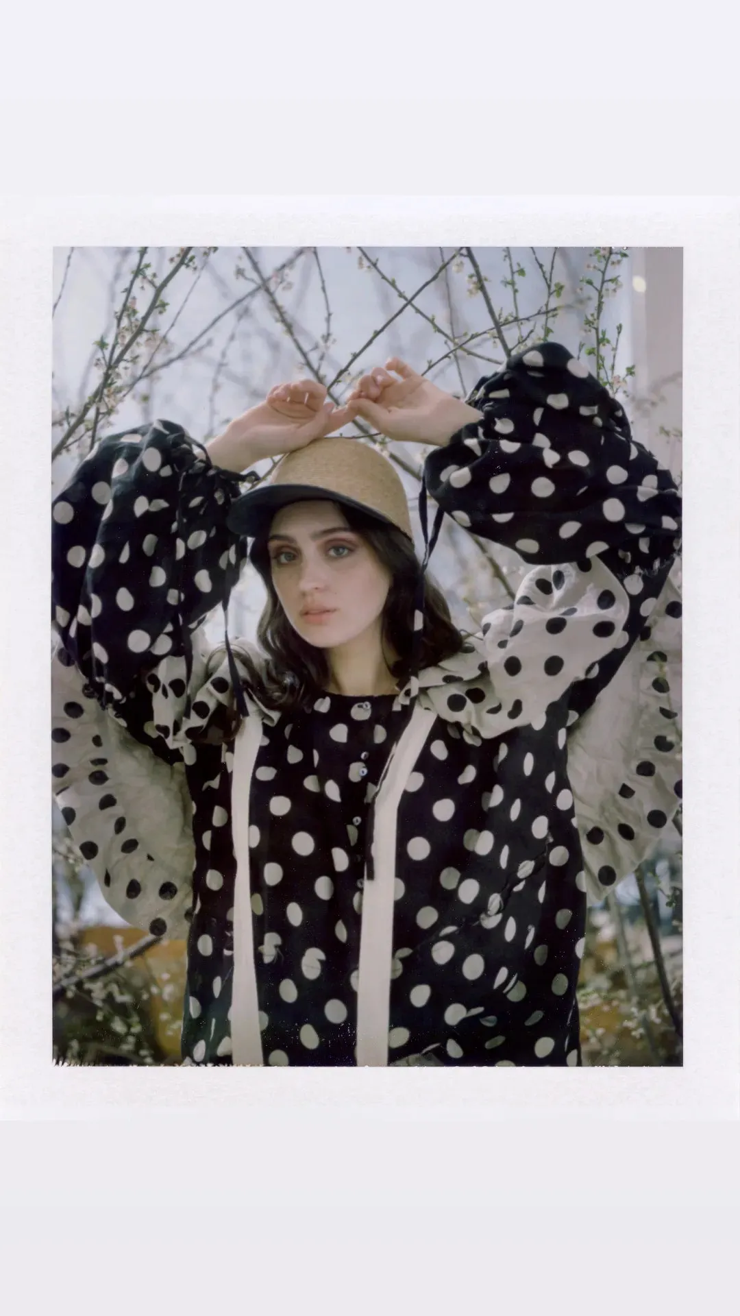 Amano linen spot balloon sleeve blouse