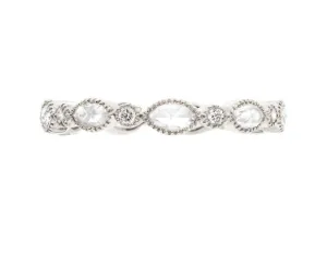 Amara 0.64Ct Rose Cut Diamond Eternity Band in 18k White Gold, Size 6.5