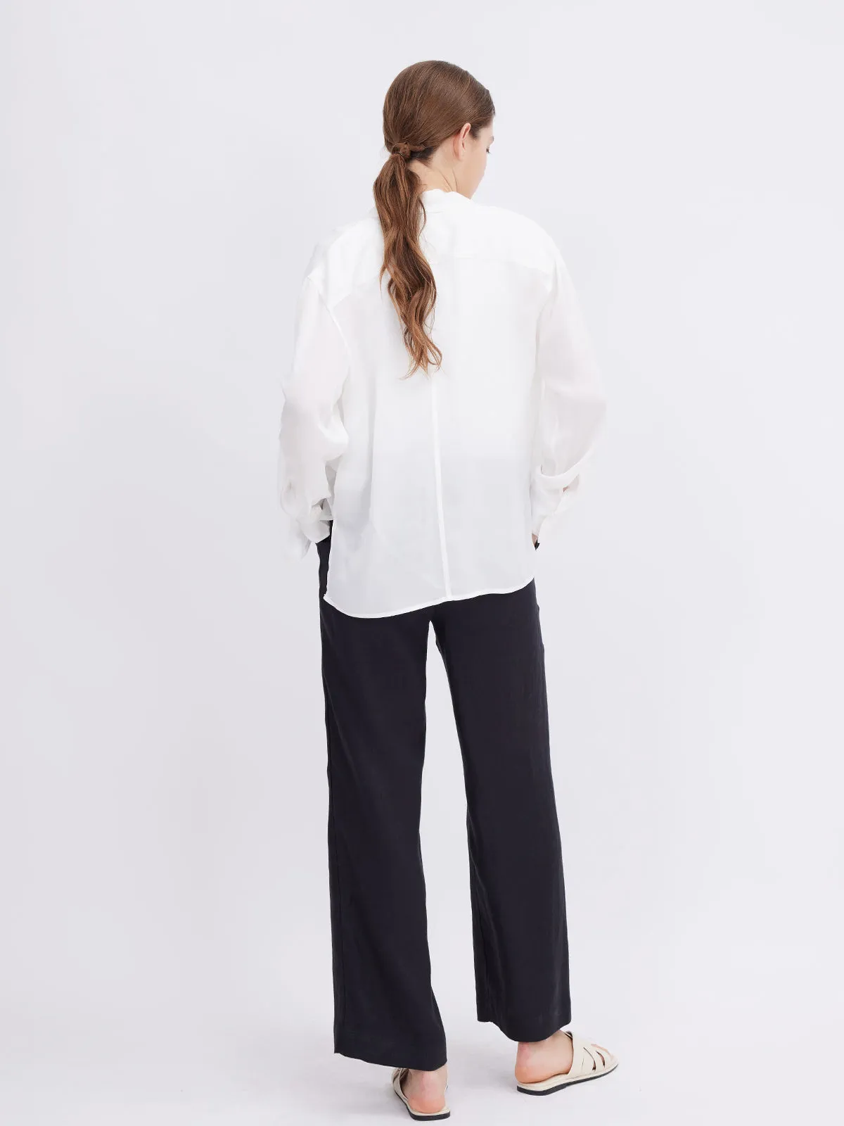 ASOBIO Mid-Rise Loose Straight Linen Pants