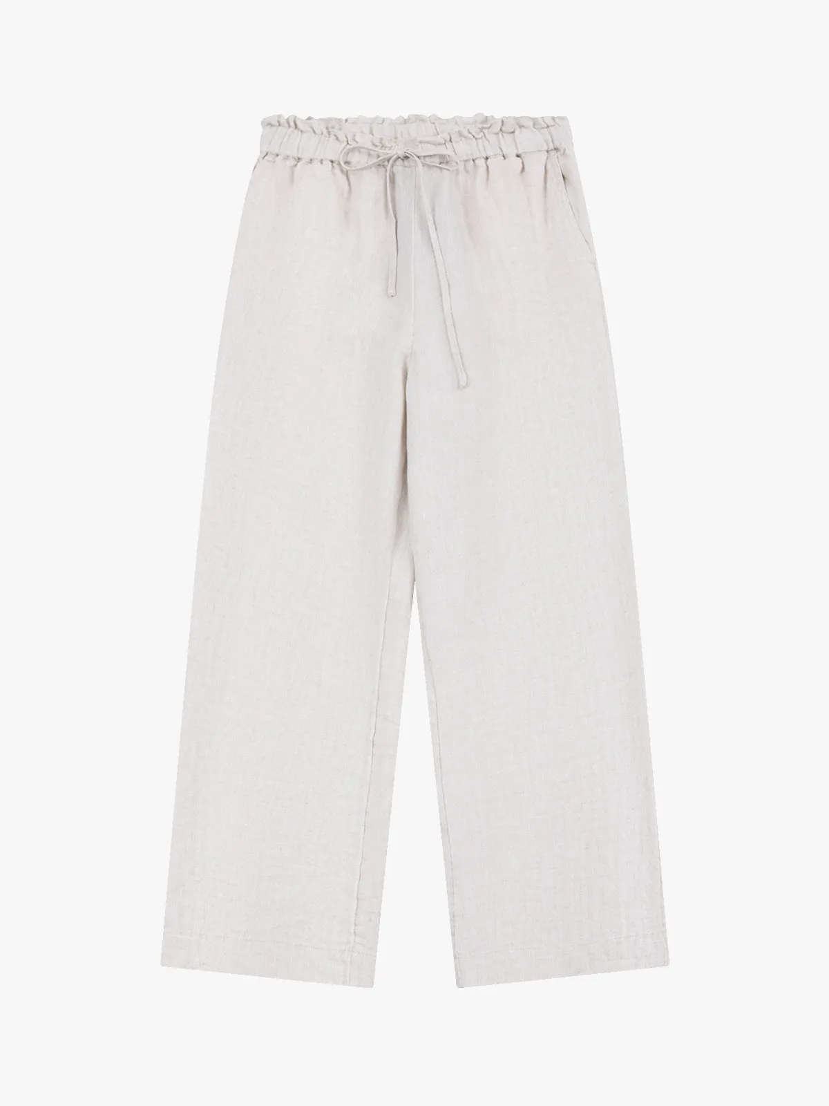 ASOBIO Mid-Rise Loose Straight Linen Pants