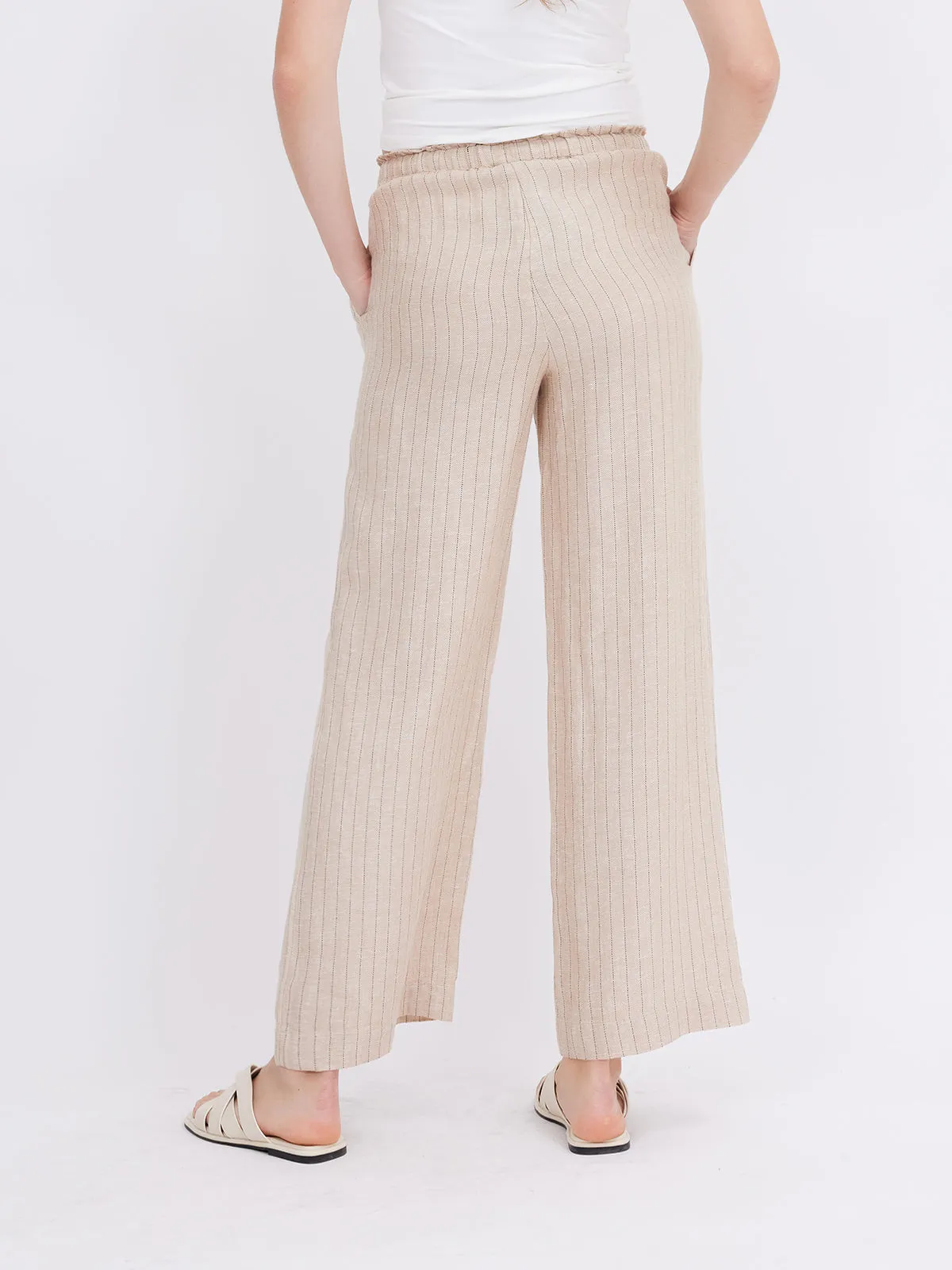 ASOBIO Mid-Rise Loose Straight Linen Pants