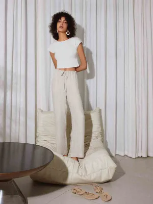 ASOBIO Mid-Rise Loose Straight Linen Pants