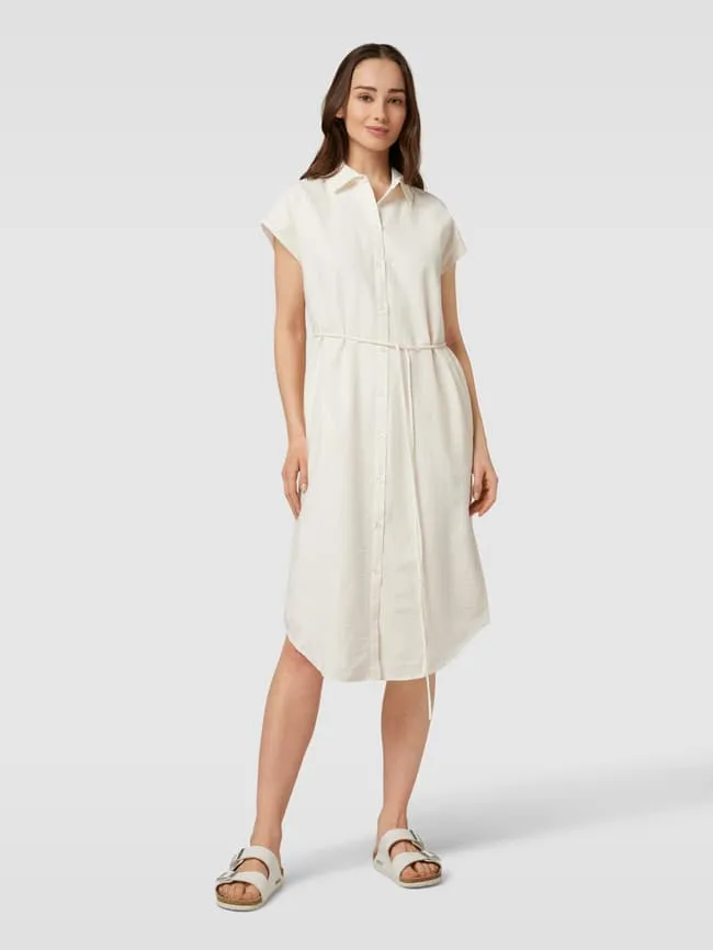 Christian Berg viscose-filled shirtdress with belted waist, ecru