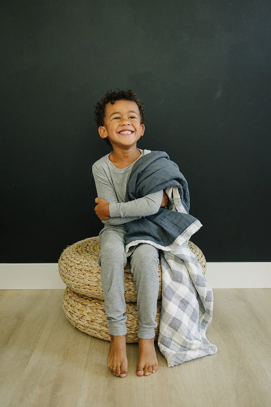 Coastal Plaid   Navy Muslin Quilt