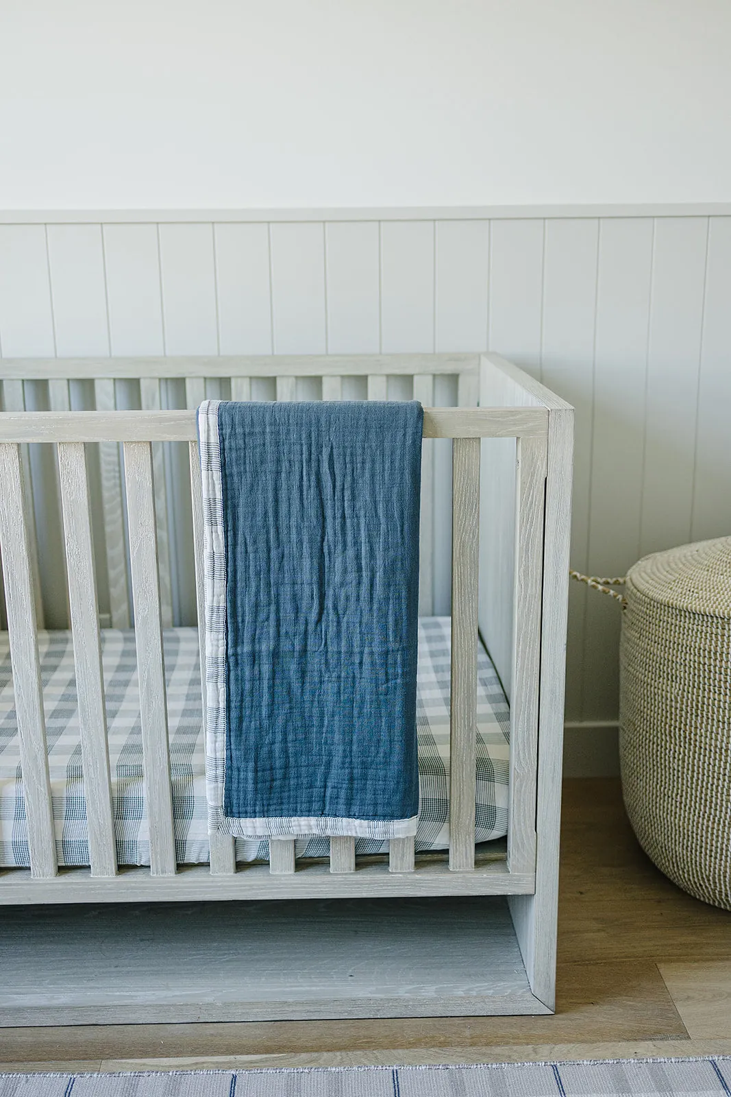 Coastal Plaid   Navy Muslin Quilt