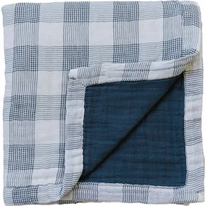 Coastal Plaid   Navy Muslin Quilt