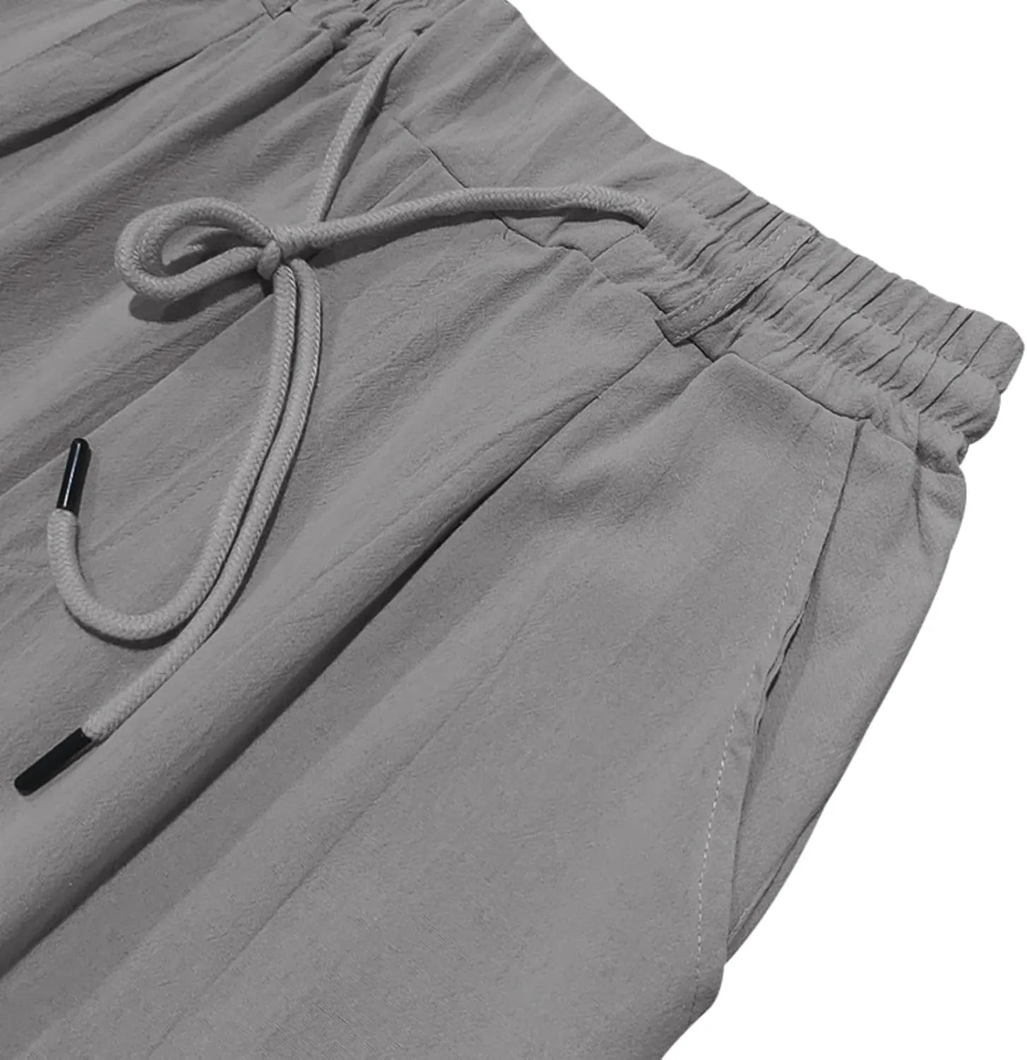 Cotton Men's Linen Drawstring Pants Comfortable Relaxed Fit Beachwear Summer Casual Lounge Pants for Travel Slacks