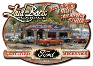 Dream Garage Mustang Embossed Metal Sign