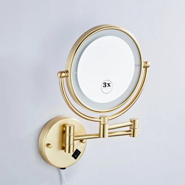 Dressing Mirror 8 inch two side Wall Mounted Gold Square LED Mirror