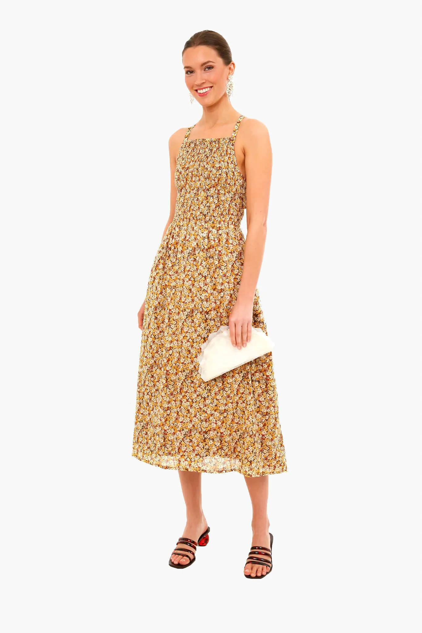 Edelyn Floral Print Claretta Midi Dress