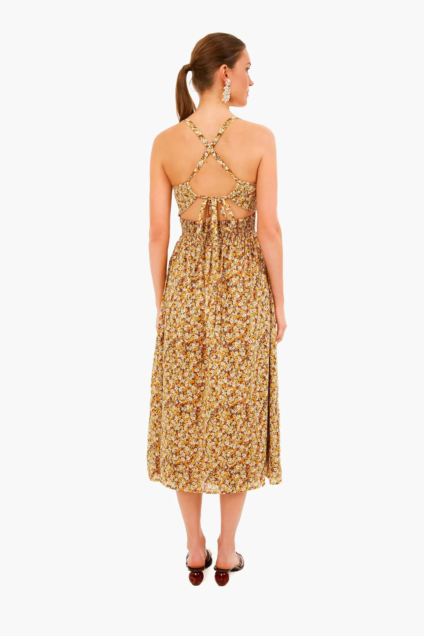 Edelyn Floral Print Claretta Midi Dress
