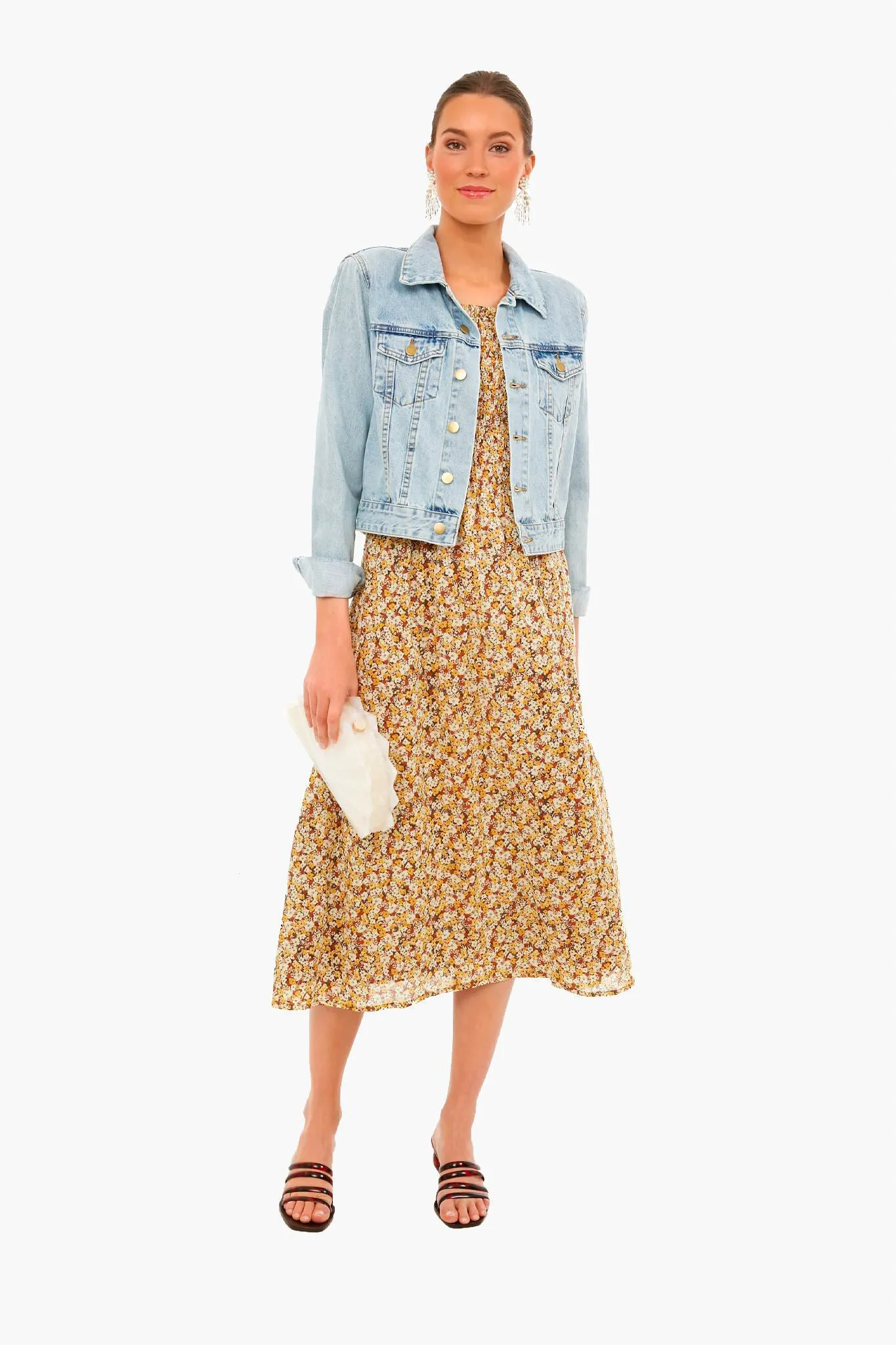 Edelyn Floral Print Claretta Midi Dress