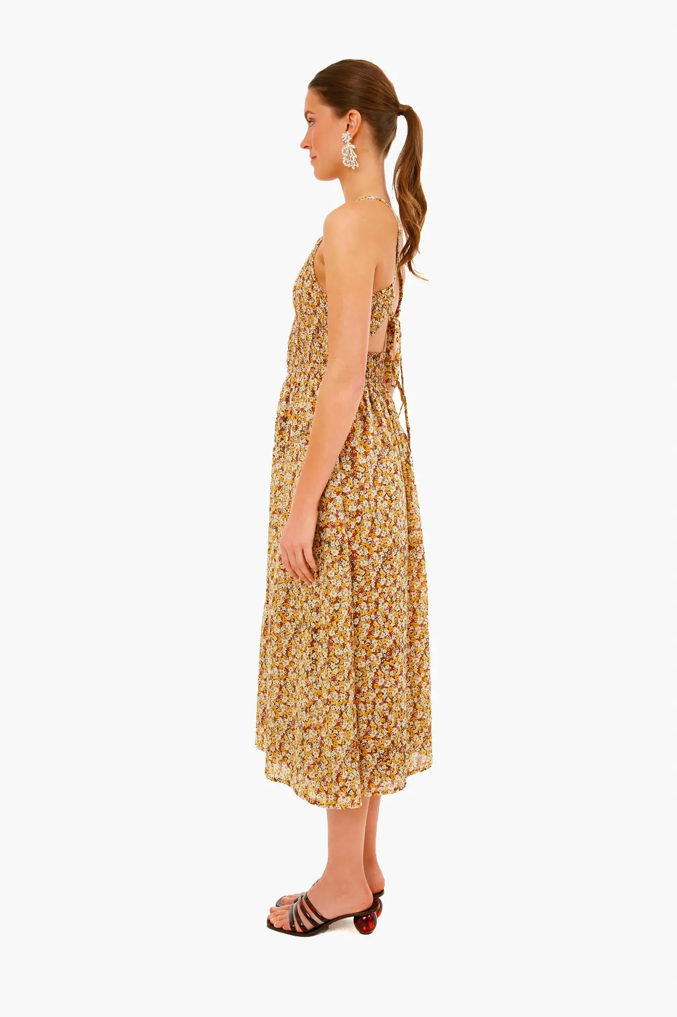 Edelyn Floral Print Claretta Midi Dress