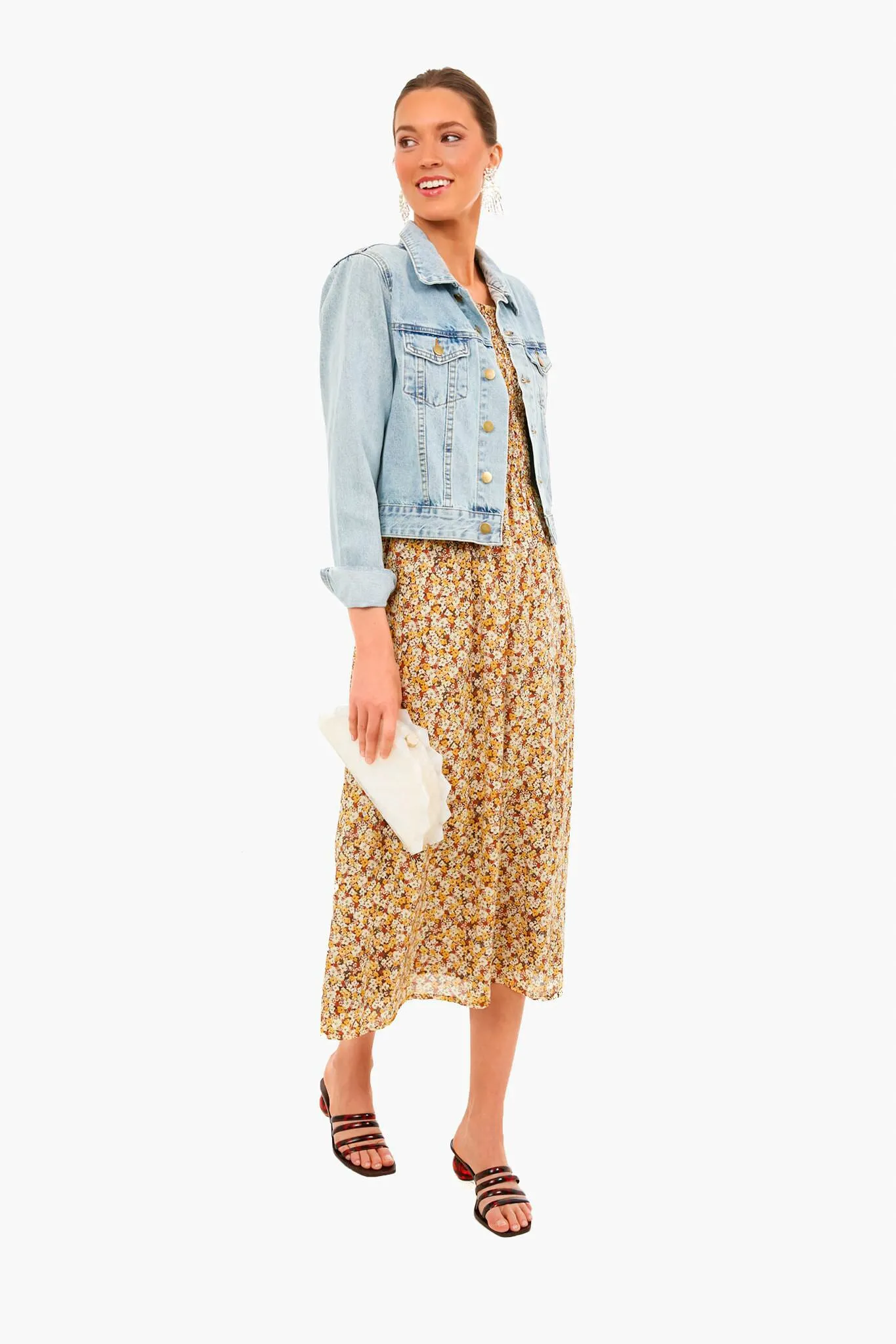 Edelyn Floral Print Claretta Midi Dress