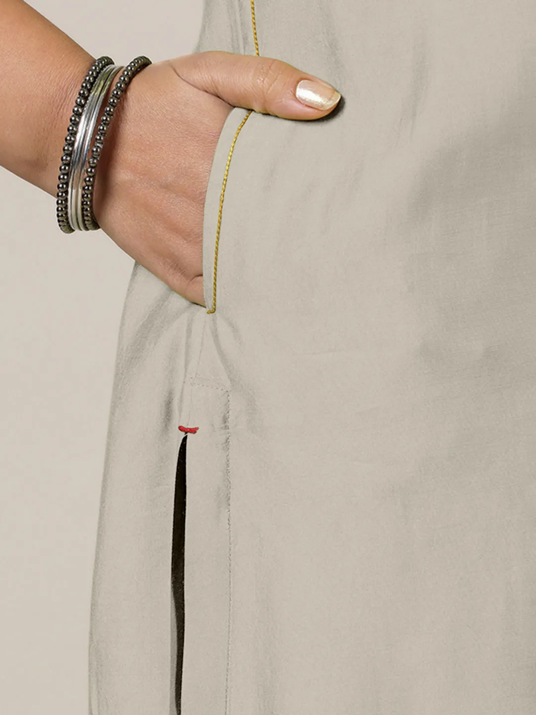 Esha x Rozaana | A Line Kurta in Oyster Grey with Thread Work | Coords or Only Kurta