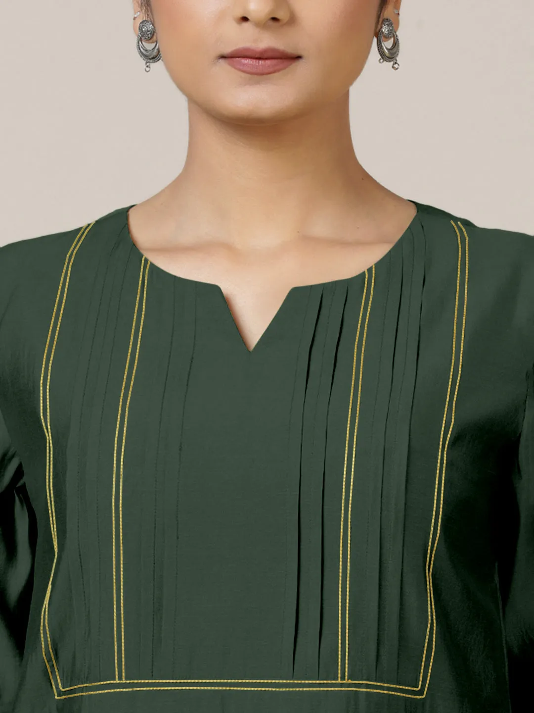 Esha x Rozaana | A Line Kurta in Pine Green with Thread Work | Coords or Only Kurta