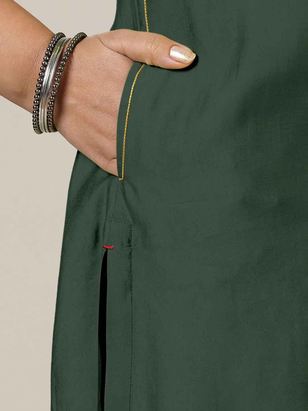 Esha x Rozaana | A Line Kurta in Pine Green with Thread Work | Coords or Only Kurta