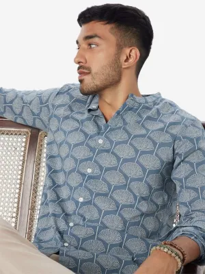 ETA Blue Floral Print Resort Fit Shirt