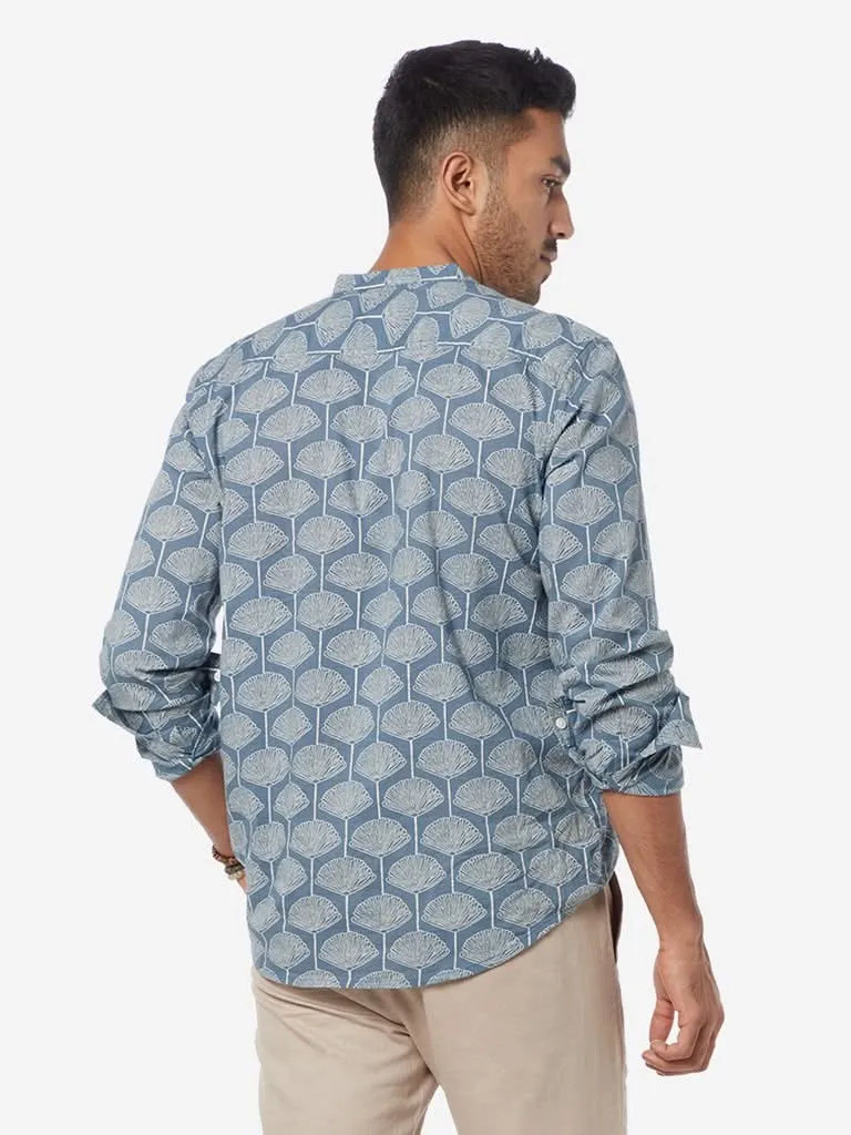 ETA Blue Floral Print Resort Fit Shirt