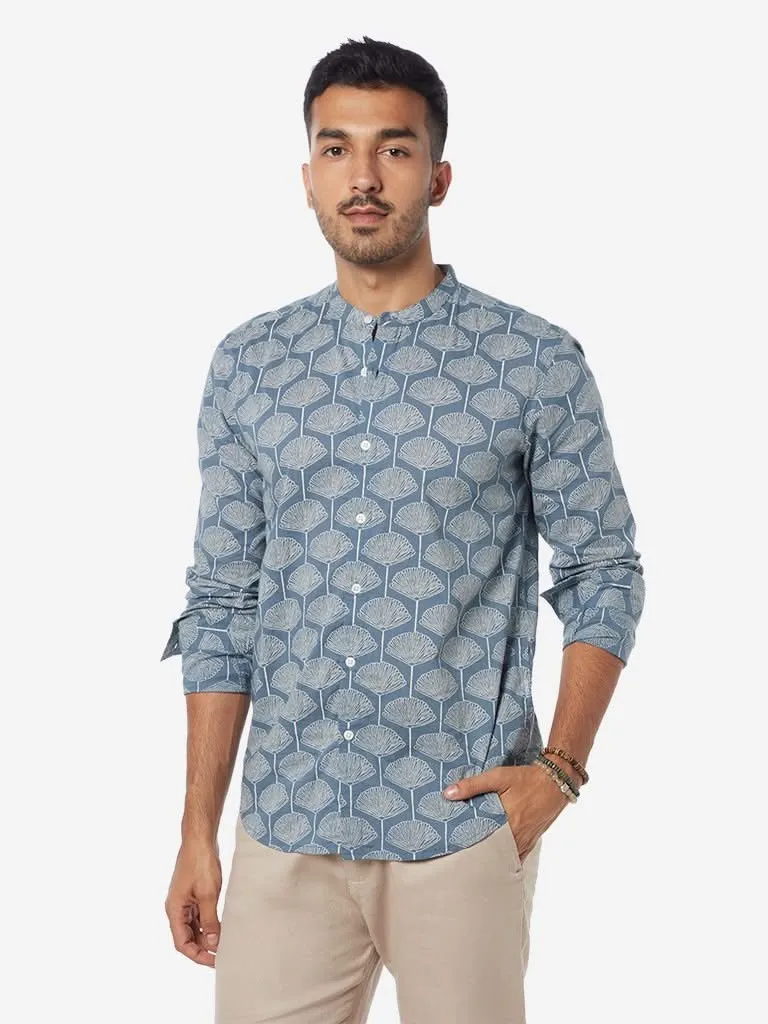 ETA Blue Floral Print Resort Fit Shirt