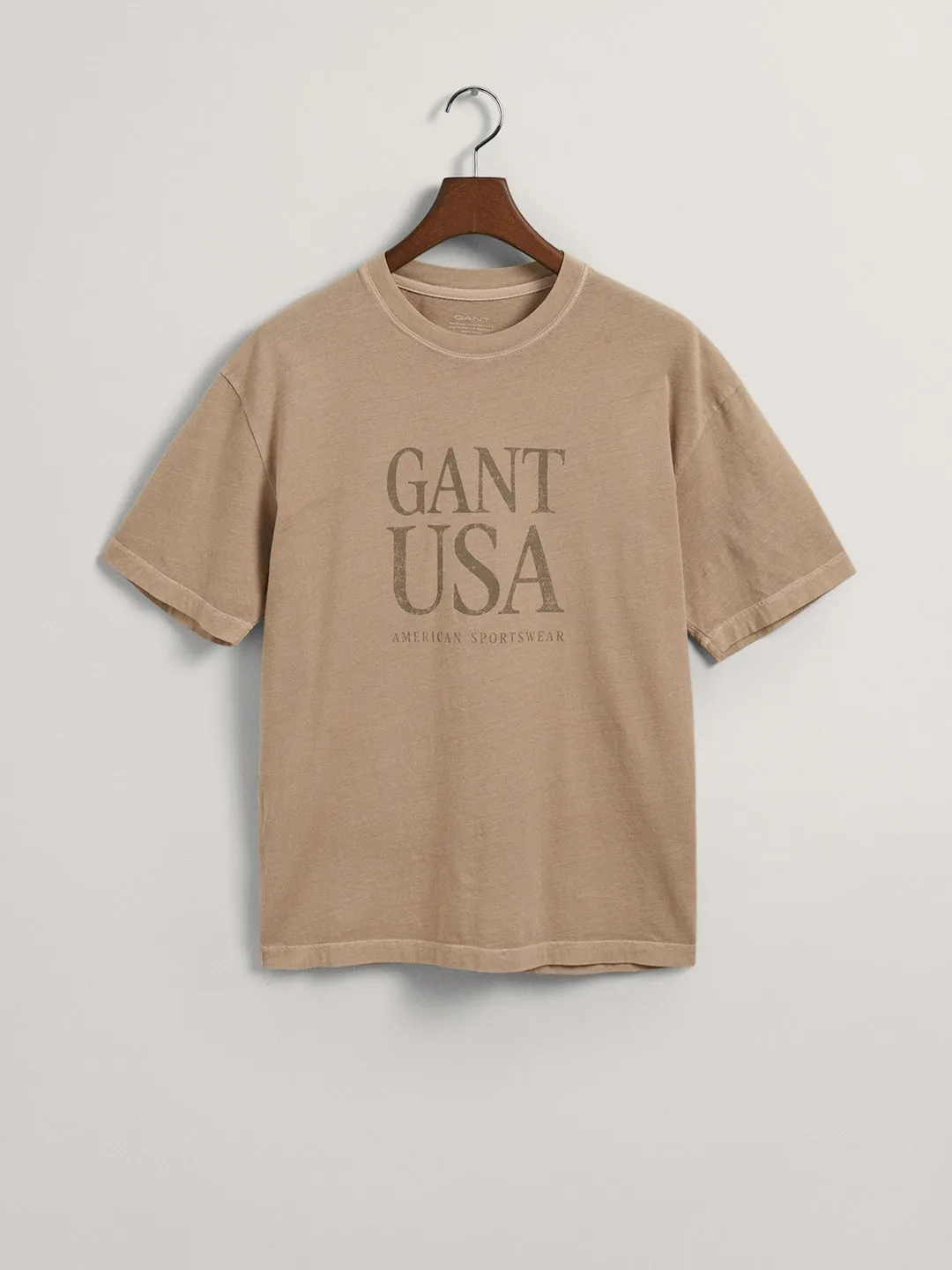 Gant Beige Sunfaded Logo Regular Fit T-Shirt