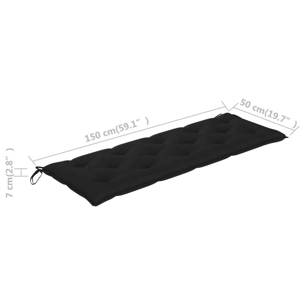 Garden Bench Cushion Black 150x50x7 cm Fabric