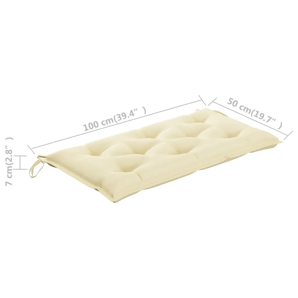 Garden Bench Cushion Cream White 100x50x7 cm Fabric