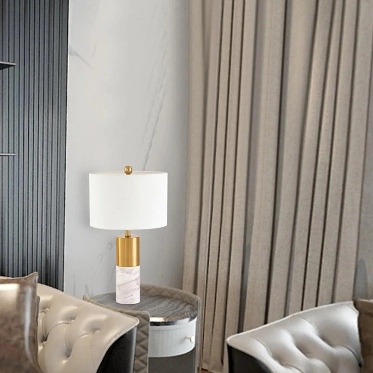 GOLD WITH MARBLE TEXTURE TABLE LAMP