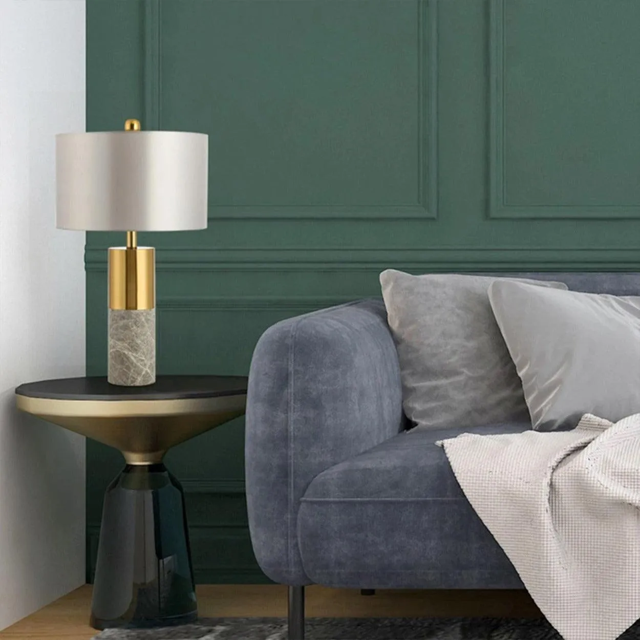 GOLD WITH MARBLE TEXTURE TABLE LAMP