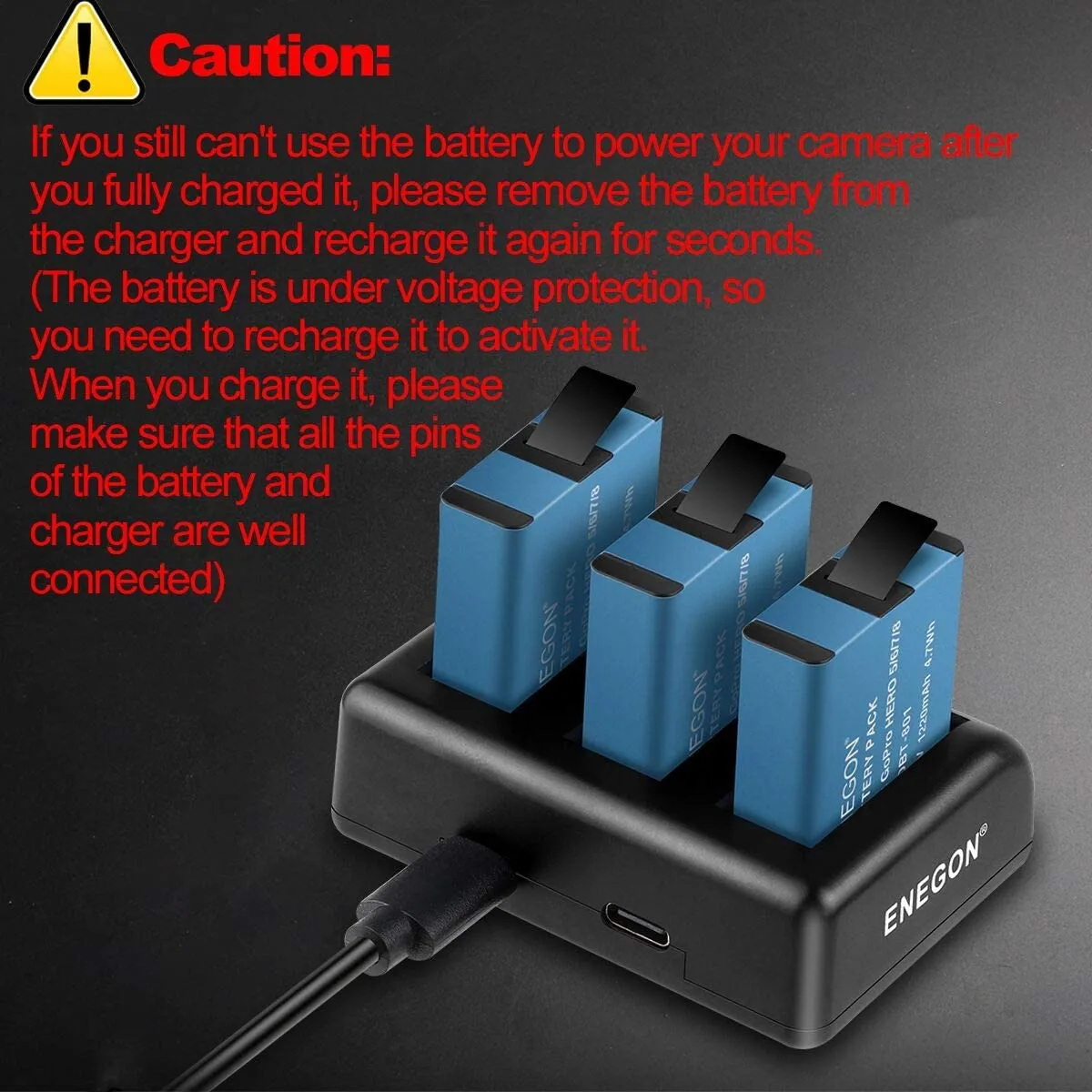 Gopro Hero serial  Replacement Batteries (3 Pack) 1220mAh with 3-Channel Charger