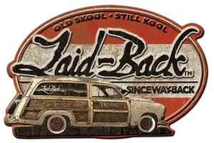 Halfway Woodie Embossed Metal Sign