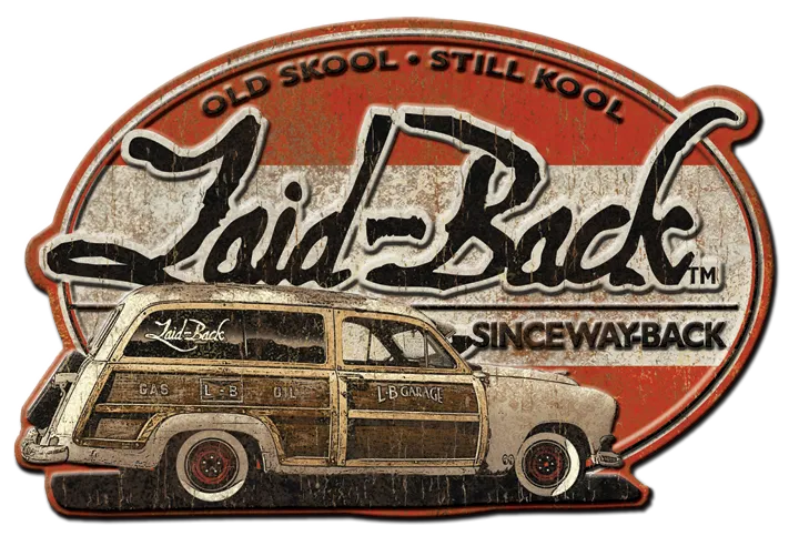 Halfway Woodie Embossed Metal Sign