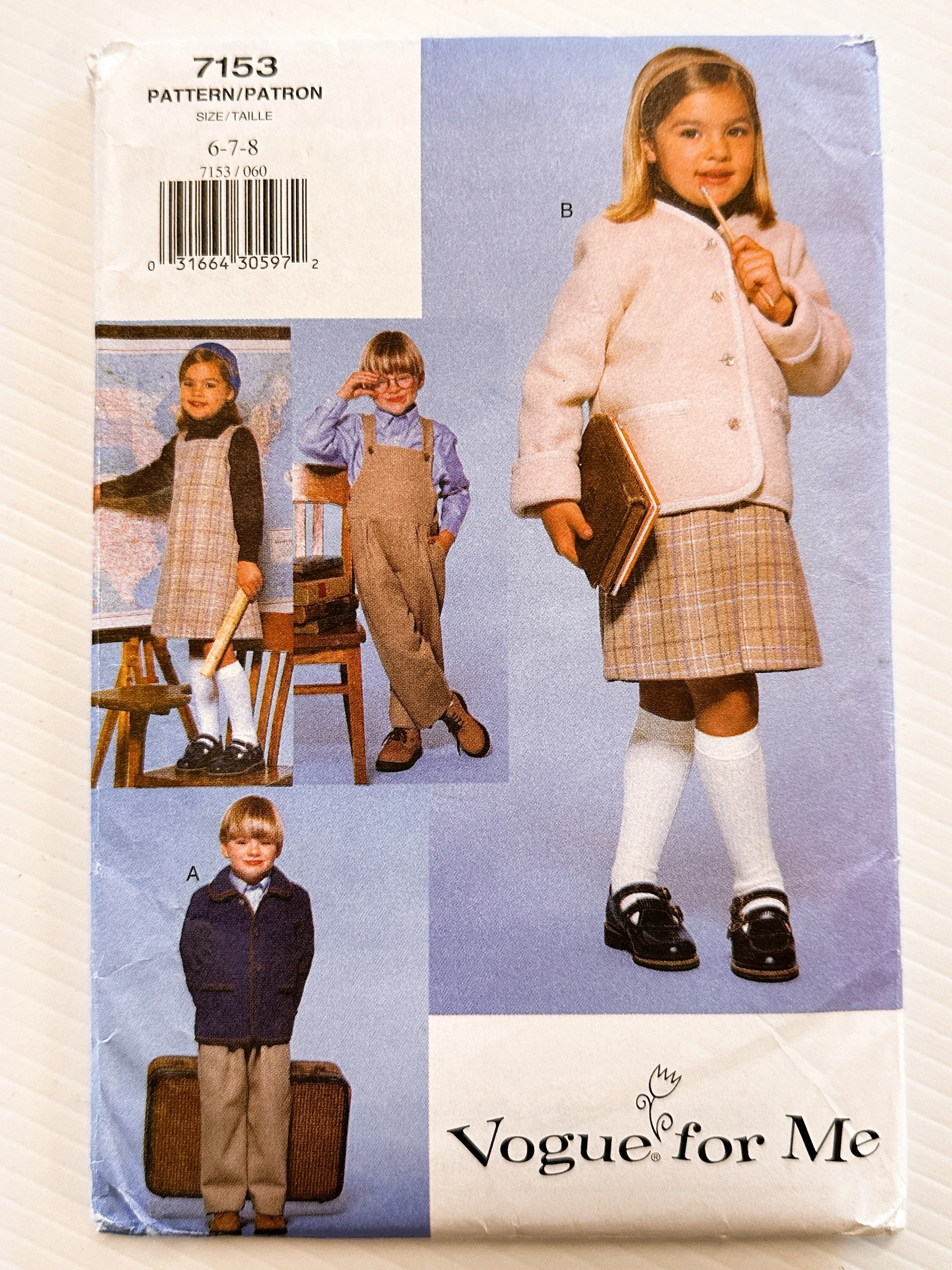 JACKET, JUMPER & OVERALLS: Vogue Kids Vintage Sewing Pattern 1999 Sizes 6-7-8 Unused FF *7153