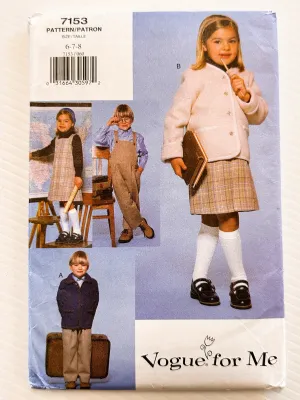 JACKET, JUMPER & OVERALLS: Vogue Kids Vintage Sewing Pattern 1999 Sizes 6-7-8 Unused FF *7153