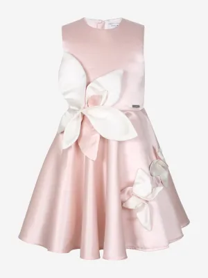 Jessie And James Girls Magnolia Sunset Satin Flower Dress in Pink