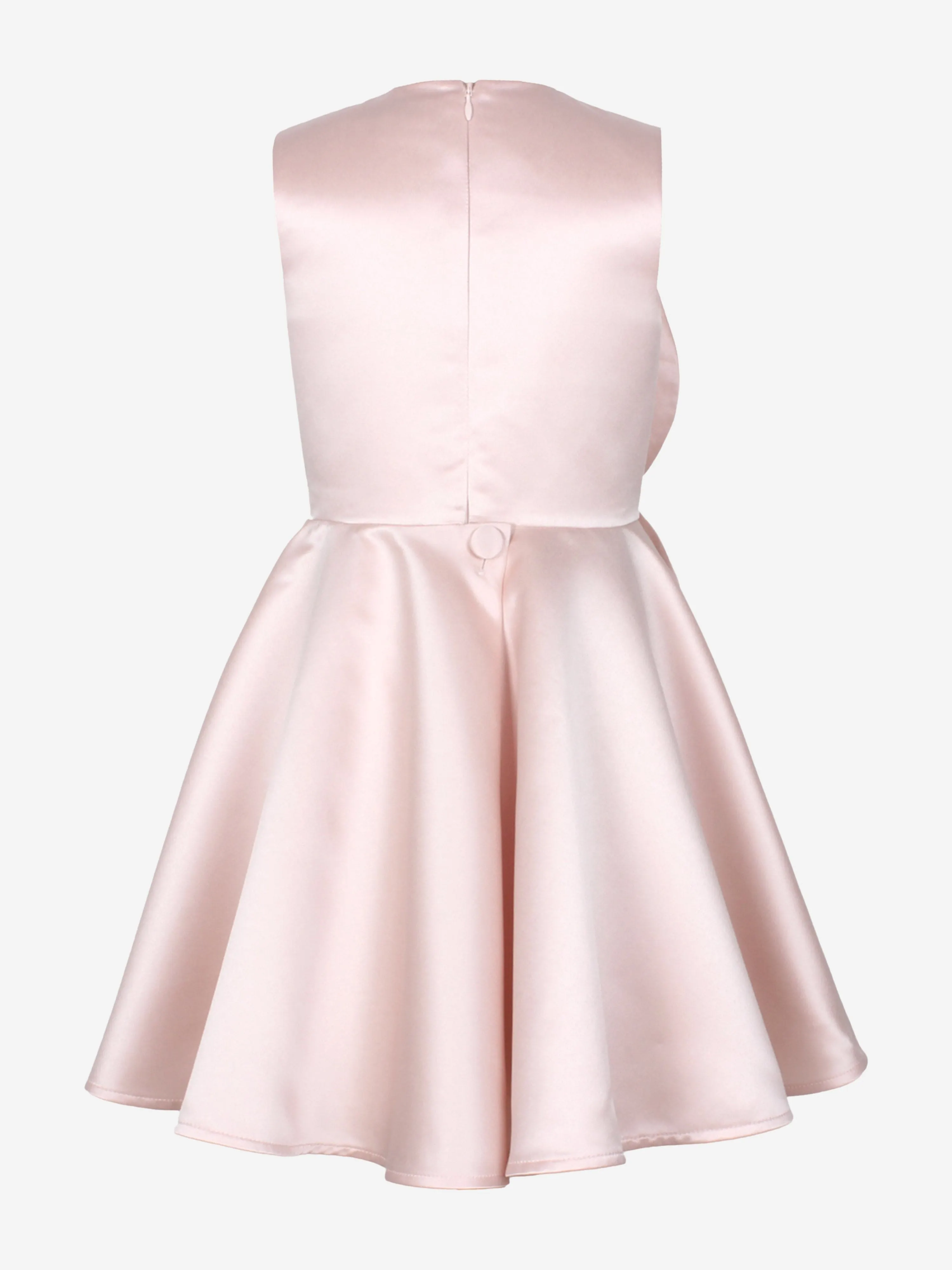 Jessie And James Girls Magnolia Sunset Satin Flower Dress in Pink
