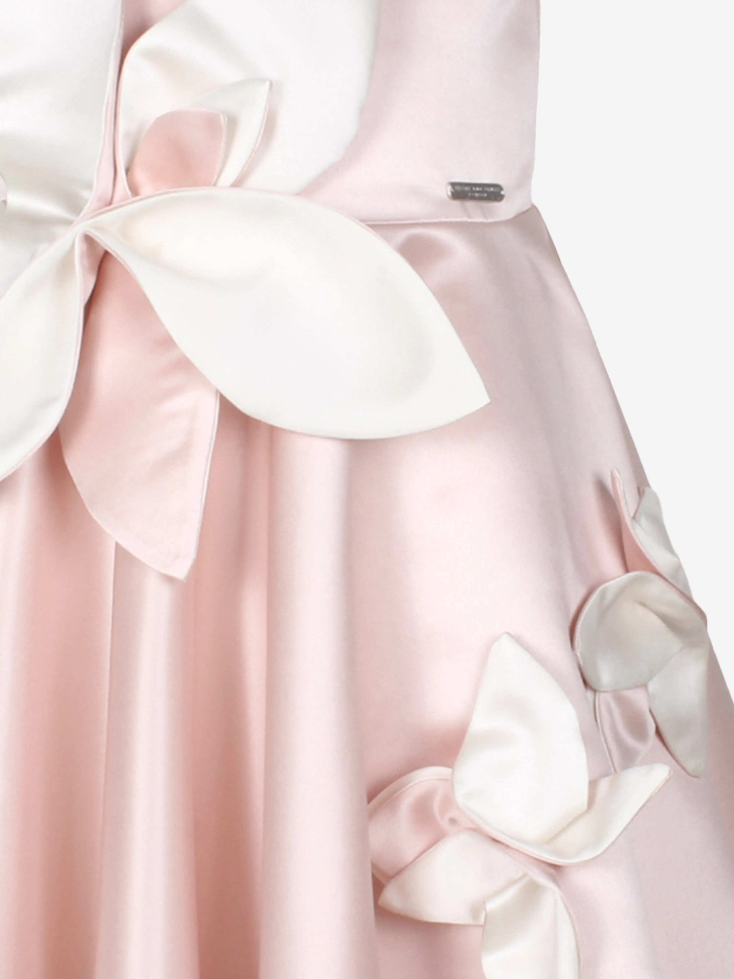 Jessie And James Girls Magnolia Sunset Satin Flower Dress in Pink