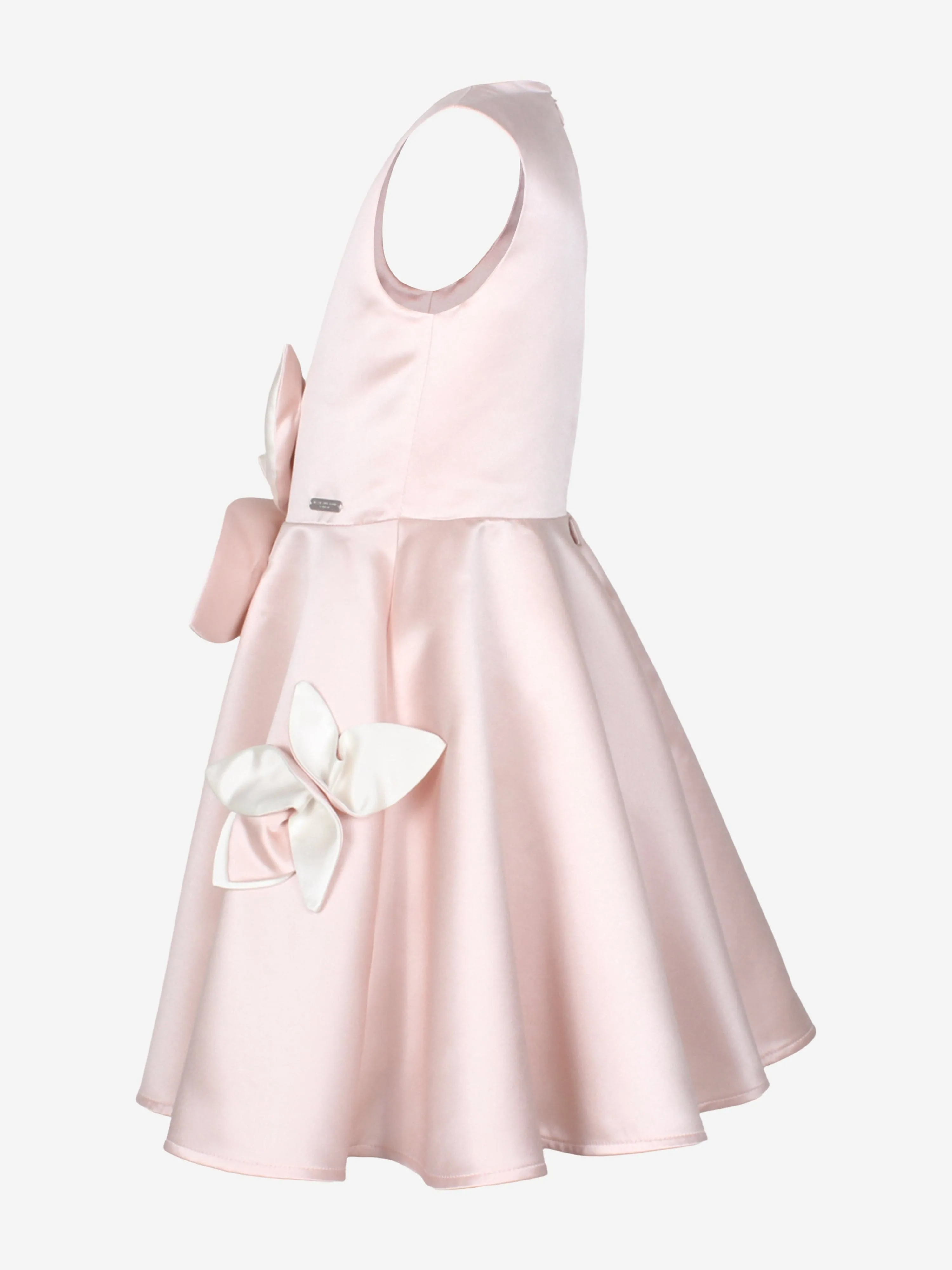 Jessie And James Girls Magnolia Sunset Satin Flower Dress in Pink