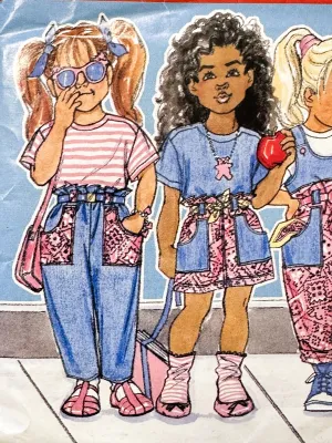 JUMPER, OVERALLS, SKIRT, PANTS & TOP: Butterick Busybodies Sewing Pattern 1989 Sizes 2,3,4 Complete *3788