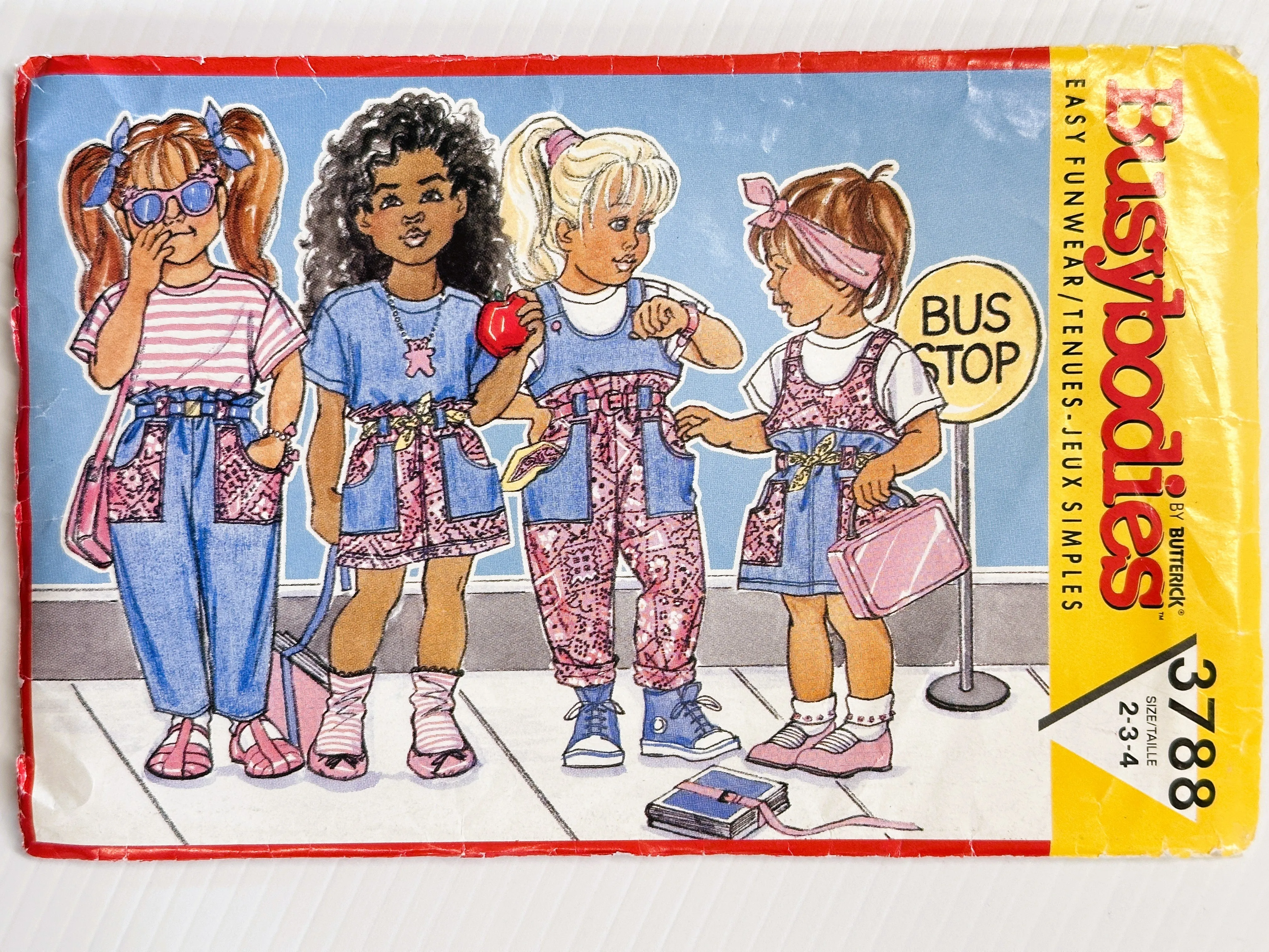 JUMPER, OVERALLS, SKIRT, PANTS & TOP: Butterick Busybodies Sewing Pattern 1989 Sizes 2,3,4 Complete *3788
