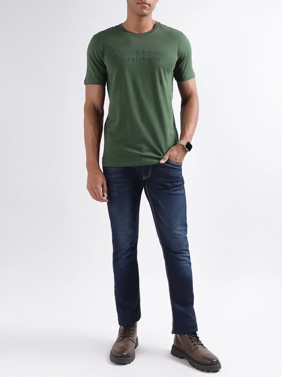 Lindbergh Green Logo Relaxed Fit T-Shirt