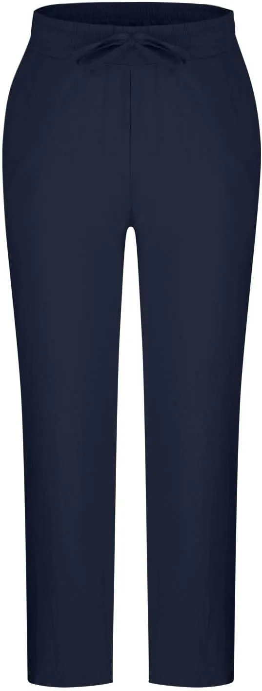 Linen Pants Men Drawstring Lightweight Beach Summer Yoga Pants Elastic Waist Slim Relaxed Fit Trousers with Pockets