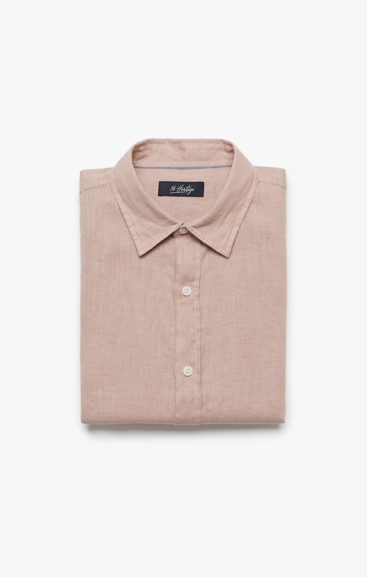 Linen Short Sleeve Shirt In Fawn