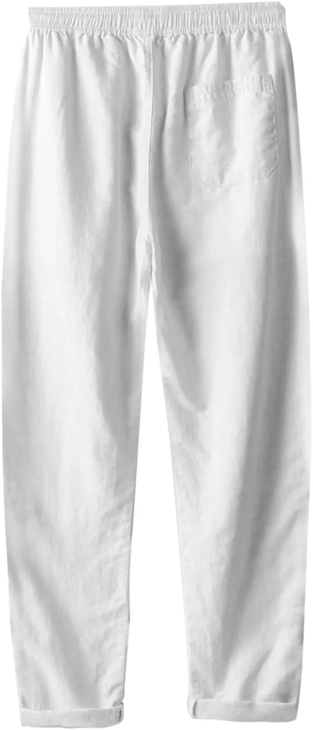 Men's Loose Casual Straight Leg Pants Elasticated Linen Pants 2025