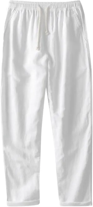 Men's Loose Casual Straight Leg Pants Elasticated Linen Pants 2025