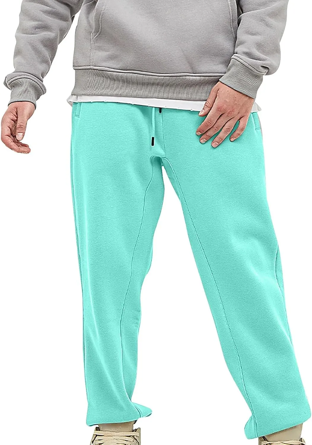 MIDOO Work Pants for Men Slim Fit Elastic Bottom Sweat Pants with Pockets Relaxed Fit Breathable Athletic Workout Joggers